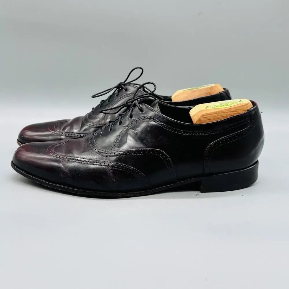Johnston & Murphy Shoes Mens 8 Brown Leather Wingtip Oxford Lace Up Dress Brogue